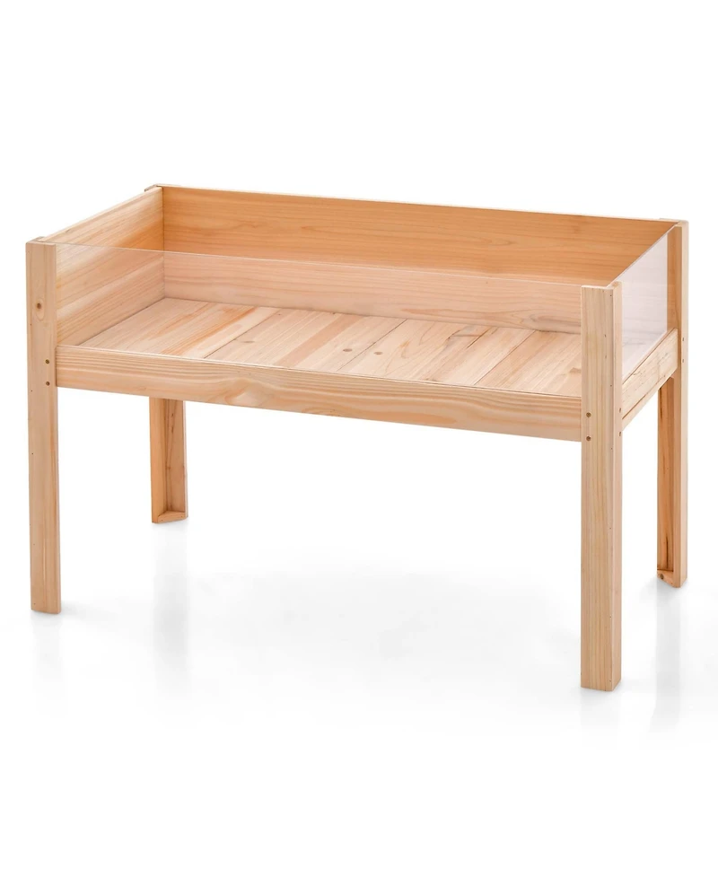 Raised Wooden Garden Bed 24" Elevated Planter Box Plant Terrarium with Drain Holes