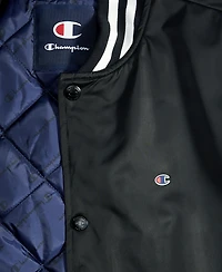 Champion Men's Classic Logo Striped-Trim Varsity Jacket