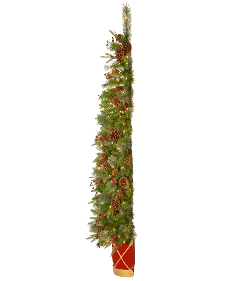 National Tree Company 6 ft. Pre-Lit Feel Real Artificial Colonial Fir Half Tree with 200 Clear Lights