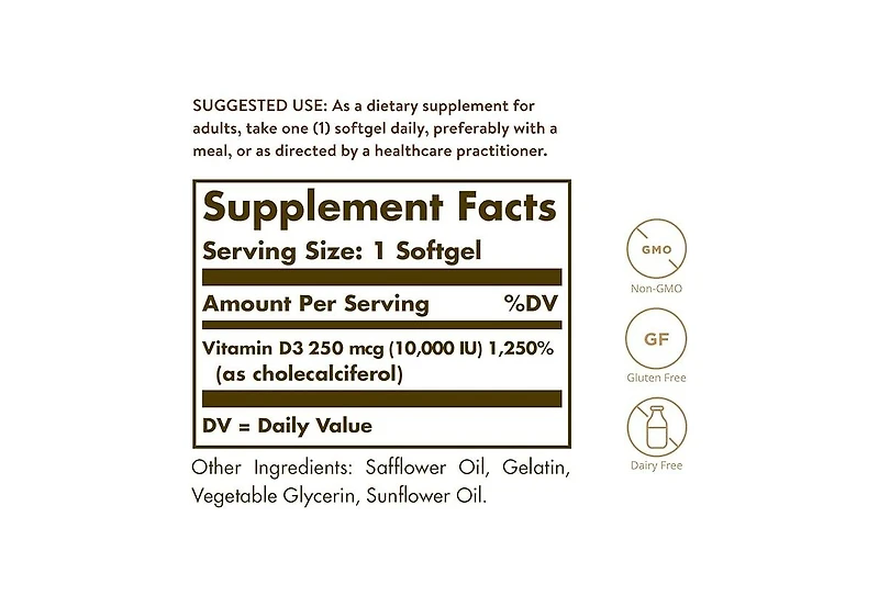 Solgar Vitamin D3-Cholecalciferol, 10,000 Iu, 120 S Gels