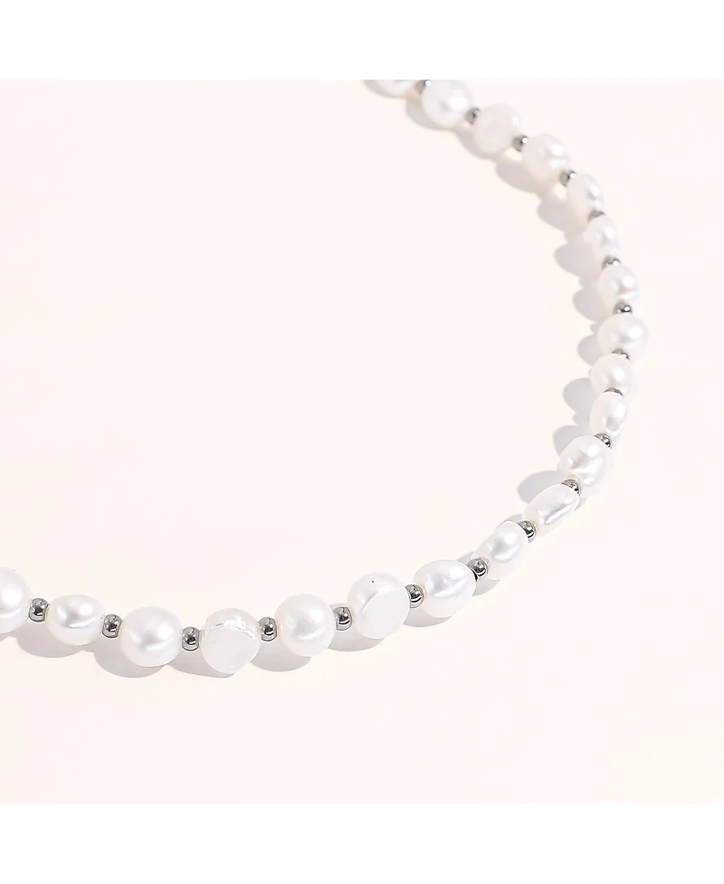 Chunky Pearl Silver Jean Necklace - Small
