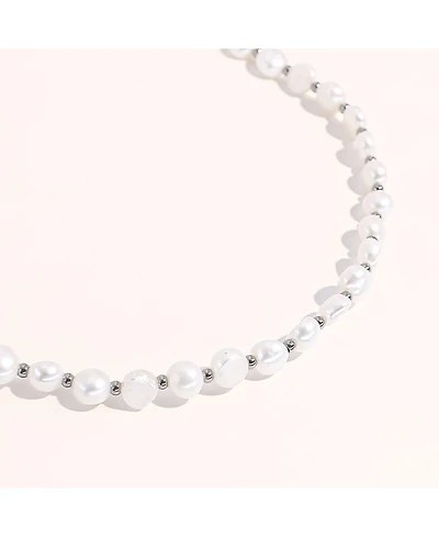 Chunky Pearl Silver Jean Necklace - Small