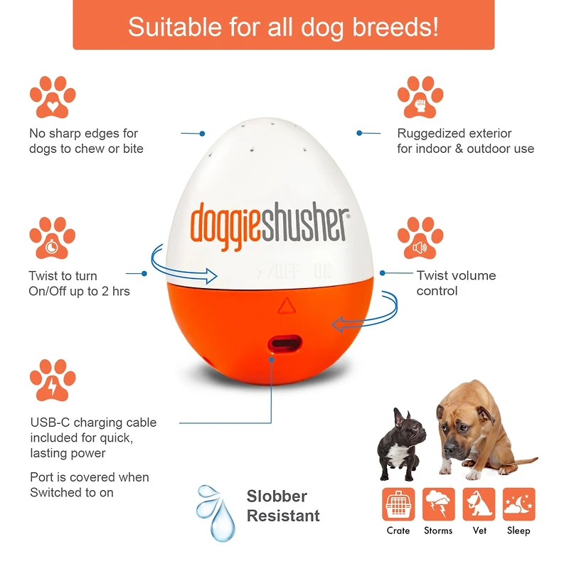Doggie Shusher: The Original Portable Sound Machine for Dogs | Shhhh Shusher for Dog Anxiety Relief | Puppy must haves | Usb-c Charging