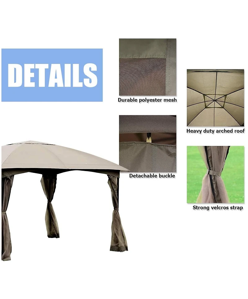 Slickblue Fully Enclosed Outdoor Gazebo with Removable 4 Walls