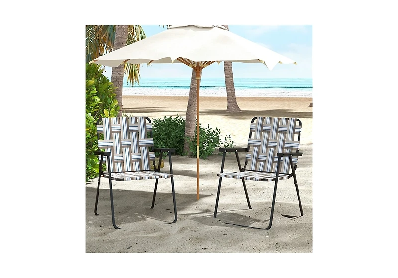 Slickblue 6 pcs Folding Beach Chair Camping Lawn Webbing