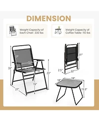 Sugift 3 Pieces Patio Folding Conversation Chairs and Table