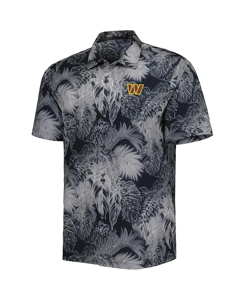 Tommy Bahama Men's Black Washington Commanders Coast Luminescent Fronds Camp IslandZone Button-Up Shirt