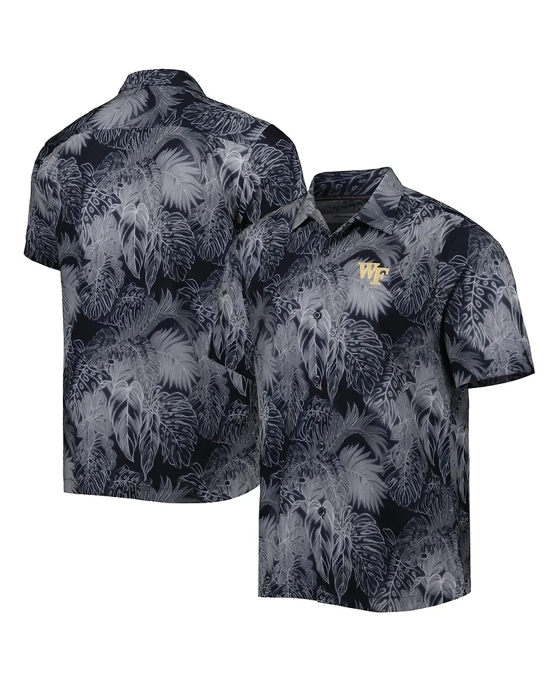 Tommy Bahama Men's Black Wake Forest Demon Deacons Coast Luminescent Frond IslandZone Button-Up Camp T-Shirt