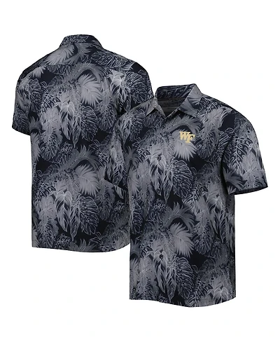 Tommy Bahama Men's Black Wake Forest Demon Deacons Coast Luminescent Frond IslandZone Button-Up Camp T-Shirt