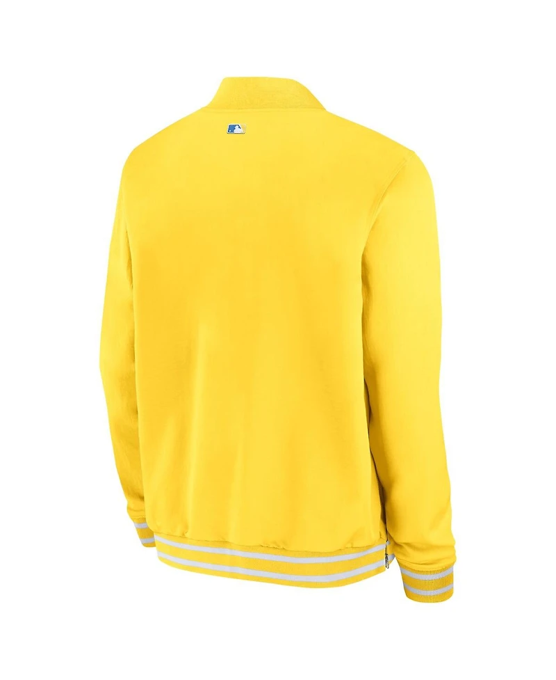 Nike Men's Gold Boston Red Sox City Connect Authentic Collection Game Time Bomber Full-Zip Jacket