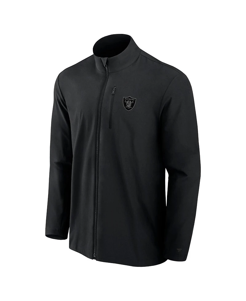 Fanatics Signature Men's Black Las Vegas Raiders Front Office Woven Full-Zip Jacket