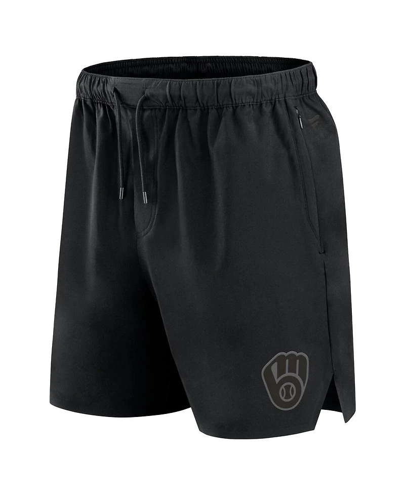 Fanatics Signature Men's Black Milwaukee Brewers Front Office Woven Shorts