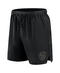 Fanatics Signature Men's Black Milwaukee Brewers Front Office Woven Shorts