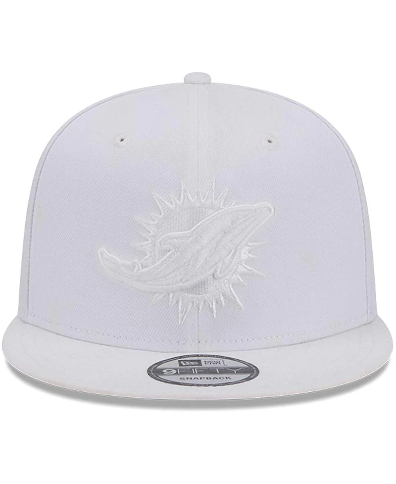 New Era Men's Miami Dolphins Main White on White 9FIFTY Snapback Hat