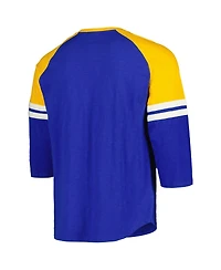 Mitchell & Ness Men's Royal Milwaukee Brewers Cooperstown Collection Legendary Raglan Slub Henley 3/4-Sleeve T-Shirt