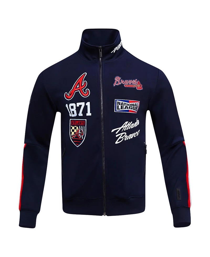 Pro Standard Men's Navy Atlanta Braves Fast Lane Full-Zip Track Jacket