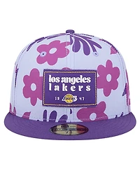 New Era Men's Purple Los Angeles Lakers Palm Fronds 2-Tone 59FIFTY Fitted Hat
