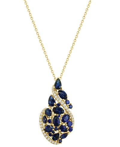 Effy Ruby (3-1/4 ct. t.w.) & Diamond (1/6 ct. t.w.) Swirl 18" Pendant Necklace in 14k Gold