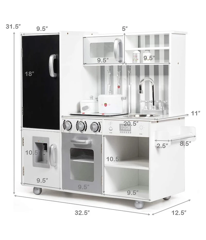 Sugift Wooden Kitchen Pretend Play Kitchen with Simulated Sound