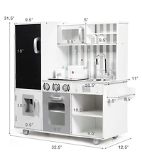 Sugift Wooden Kitchen Pretend Play Kitchen with Simulated Sound