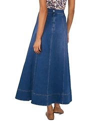 1.state Women's Seamed Denim Zip-Back Maxi Skirt