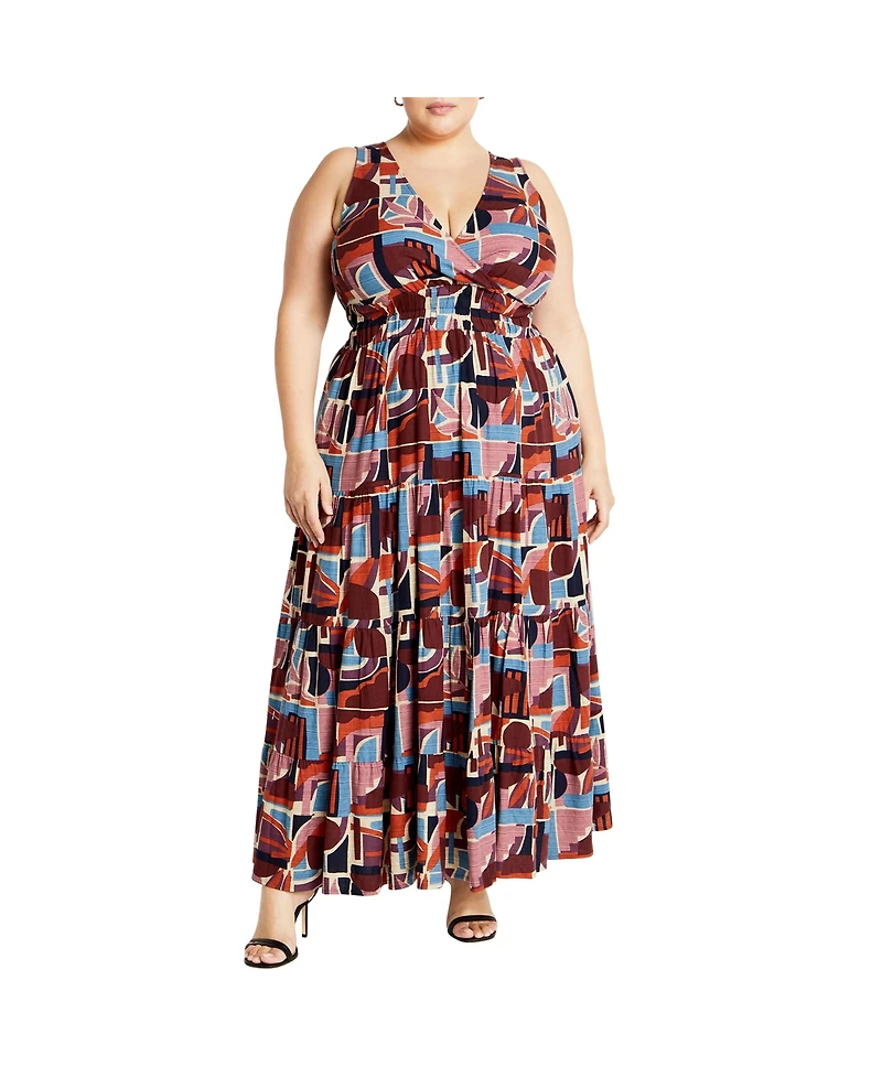 City Chic Plus Amara Print Maxi Dress