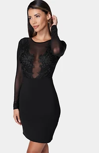 Bebe Women's Mesh & Lace Illusion Dress
