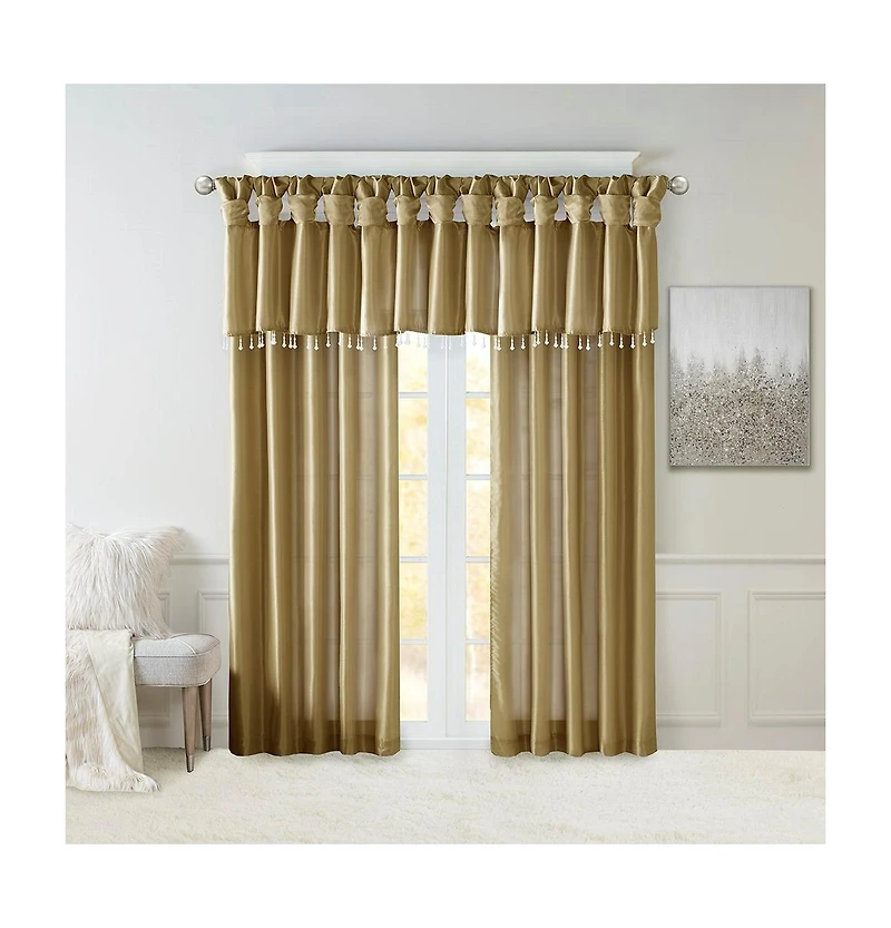 Madison Park Emilia Twist Tab Lined Window Curtain Panel, Single Curtain with Privacy Lining for Bedroom and Living Room