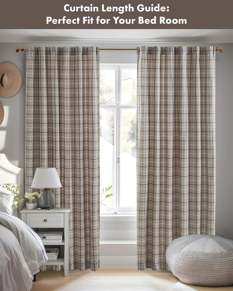 Anaheim Plaid Curtain 1 Panel for bedroom, Rob Pocket/Back Tab fit up to 1.25 inches rod Single Living Room