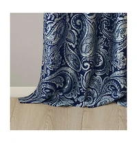 Madison Park Aubrey Jacquard Room Darkening Curtains, Faux Silk Paisley for Bedroom and Living Room, inch length 2 panels set