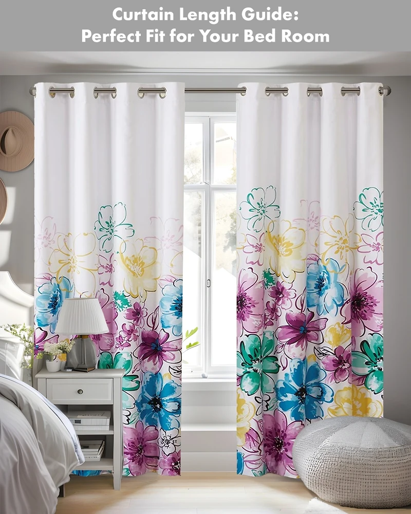 Olivia Floral Total Blackout Curtain 1 Panel for bedroom, Grommet top fit up to 1.25 inches rod Single Curtain Panel for Living Room, Width 50 length