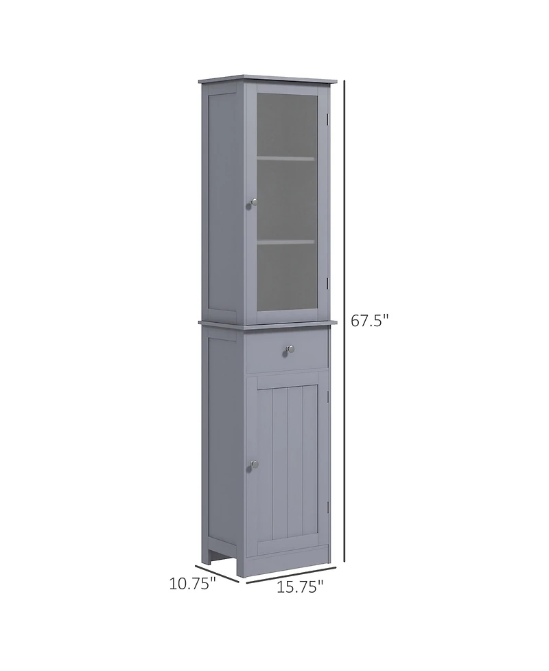 Kleankin Bathroom Storage Cabinet with Acrylic Door, Drawer