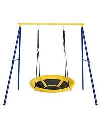 Costway Metal A-Frame Swing Stand Heavy Duty Extra Swing Frame w/Ground Stakes for Backyard