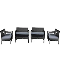 8PCS Patio Rattan Furniture Set Garden Deck