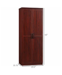 Homcom 63" Kitchen Pantry, Storage Cabinet with 2 Doors, Adjustable Shelves