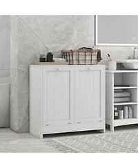 kleankin Tilt-out Laundry Storage Cabinet with 2 Hamper Compartments,