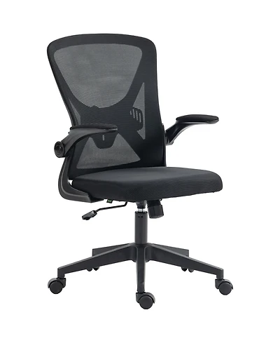 Vinsetto Mid-Back Mesh Office Chair with Flip-Up Armrests Wheels
