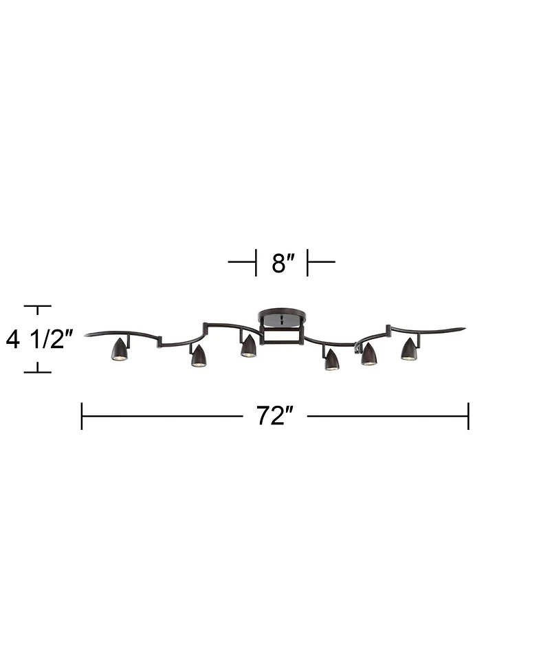 Pro Track Heavy Duty Axel 6-Head Led Ceiling Track Light Fixture Kit Spot Light GU10 Black Metal Farmhouse Rustic Kitchen 72" Wide