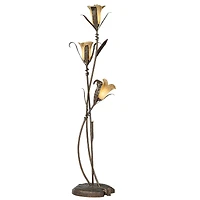 Franklin Iron Works Rustic Farmhouse Sculptural Floor Lamp 68 1/4" Tall Bronze Gold 3-Light Amber Glass Intertwined Lily Flower Shade for Living