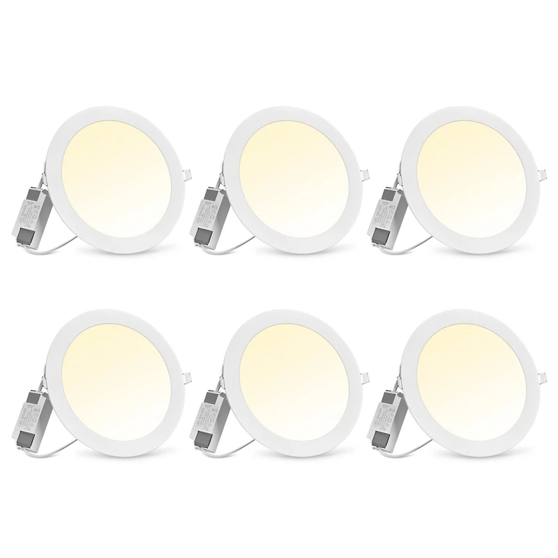 8" Led Recessed Ceiling Panel Down Light Round 3 Color Slim Spot Lamp 6 Pack