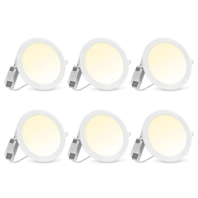 8" Led Recessed Ceiling Panel Down Light Round 3 Color Slim Spot Lamp 6 Pack