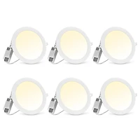 8" Led Recessed Ceiling Panel Down Light Round 3 Color Slim Spot Lamp 6 Pack