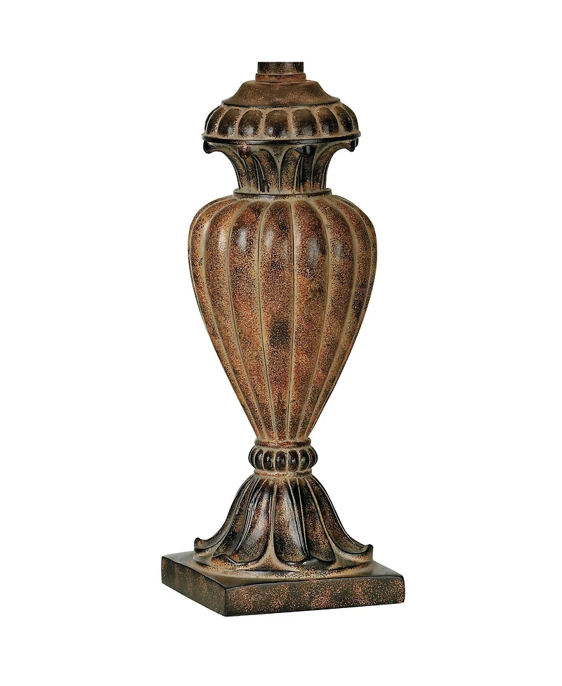 Regency Hill Traditional Table Lamp Urn 25.5" High Two Tone Bronze Off White Bell Shade for Living Room Family Bedroom Bedside Nightstand