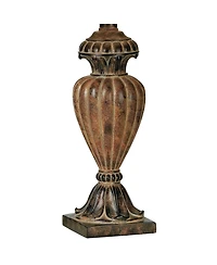 Regency Hill Traditional Table Lamp Urn 25.5" High Two Tone Bronze Off White Bell Shade for Living Room Family Bedroom Bedside Nightstand