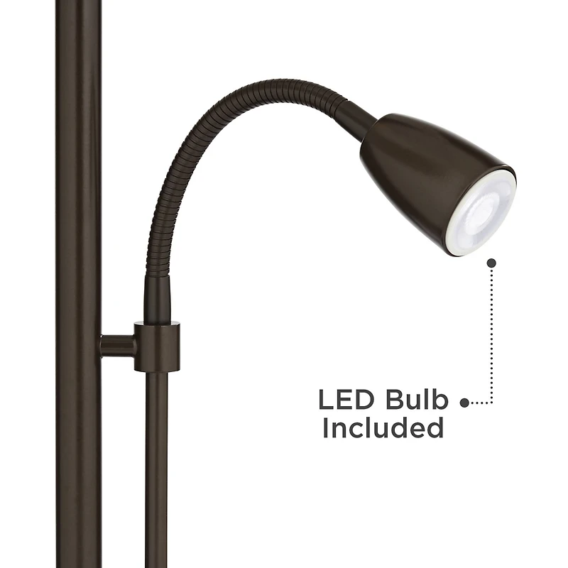 Possini Euro Design Traverse Modern Table Lamps 29" Tall Set of 2 with Usb Charging Port Gooseneck Led Bronze Oatmeal Shade for Bedroom Living Ro