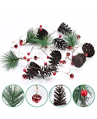 Yescom Christmas Garland with Lights,7.8Ft Battery Operated 20 Pcs Led String Lights with Pine Cone