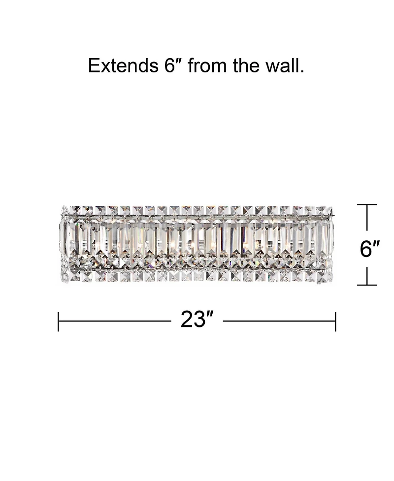 Possini Euro Design Crystal Columns Modern Wall Light Chrome 23" Light Bar Fixture for Bedroom Bathroom Vanity Reading Living Room Hallway House