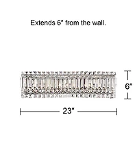 Possini Euro Design Crystal Columns Modern Wall Light Chrome 23" Light Bar Fixture for Bedroom Bathroom Vanity Reading Living Room Hallway House