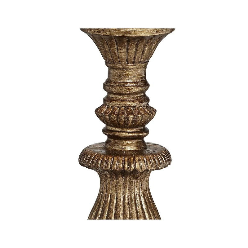 Ribbed Traditional Rustic Accent Table Lamp 18" High Antique Gold Beige Fabric Pleated Empire Shade Decor for Bedroom Living Room House Home Beds