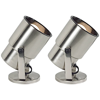 Pro Track Set of 2 Small Uplighting Indoor Accent Spot-Lights Plug-In Floor Plant Home Decorative Brushed Nickel Finish 8" High